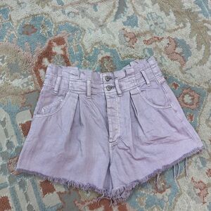We The Free Light Purple Frayed Jean Shorts